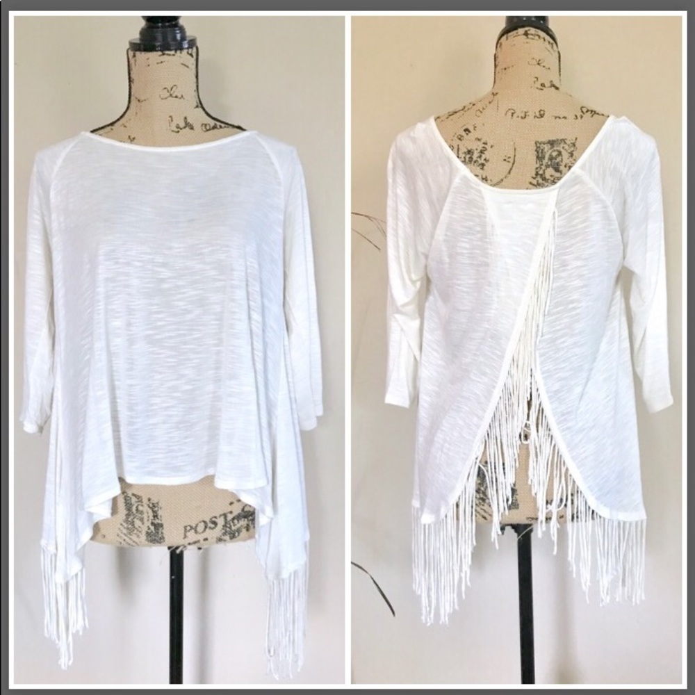 •Wrangler• fringed split back top